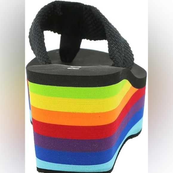 New In! Rocket Dog Solid Black Ultra Platform Wedge Sandal - Picture 10 of 11